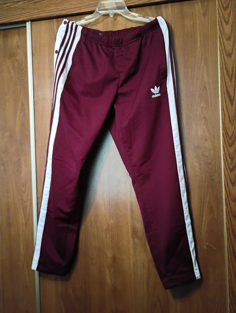 adidas Maroon Joggers with White Side Stripes